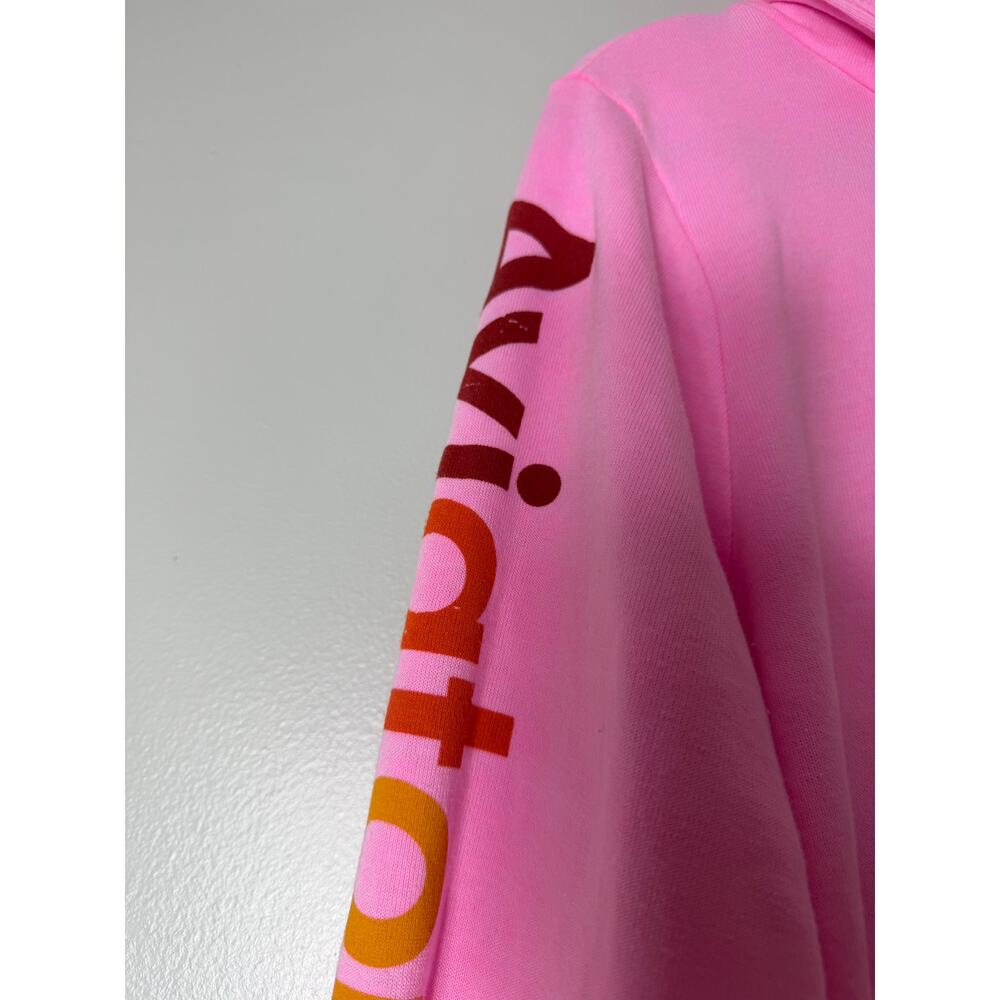 AVIATOR NATION Hoodie M Pink Pullover Venice Sweatshirt Zip Rainbow Sleeve NEW - Picture 6 of 12